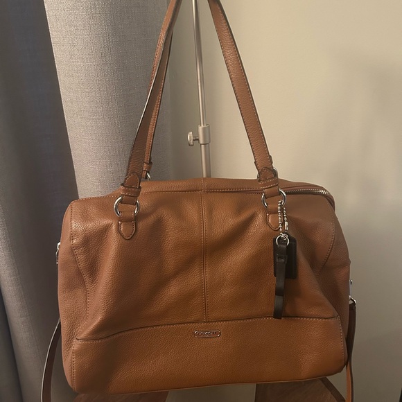 Coach Handbags - Coach Soft Pebble Leather Katheryn 3 Zip Satchel Crossbody Strap Purse Bag